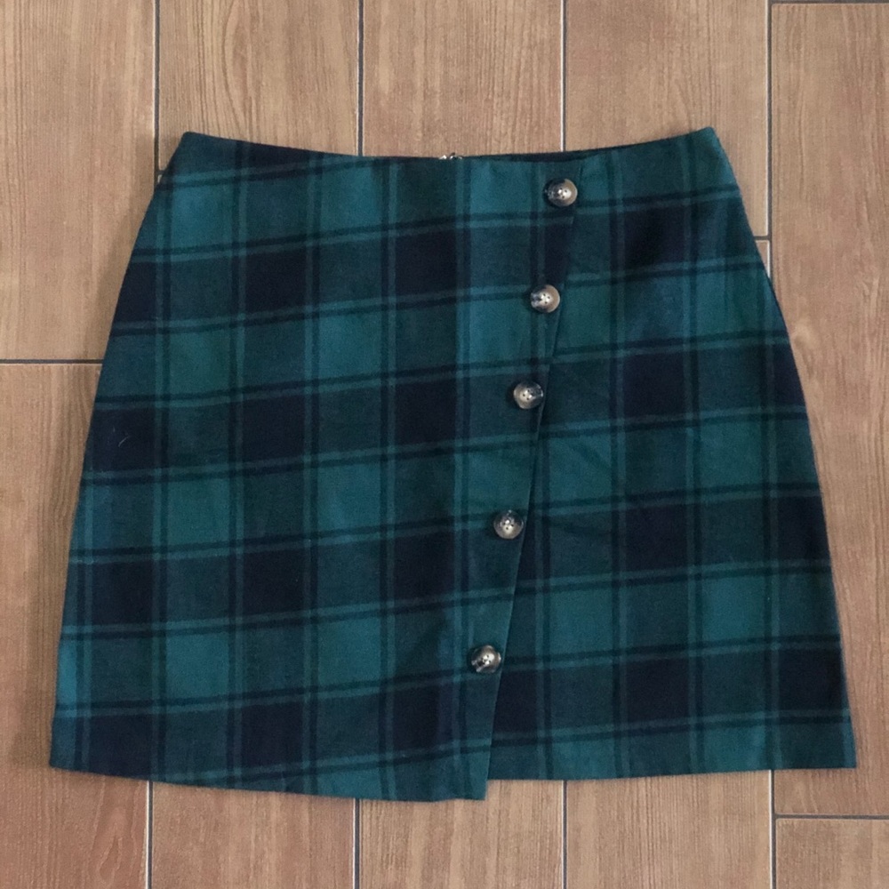 Green Plaid Mini Skirt
